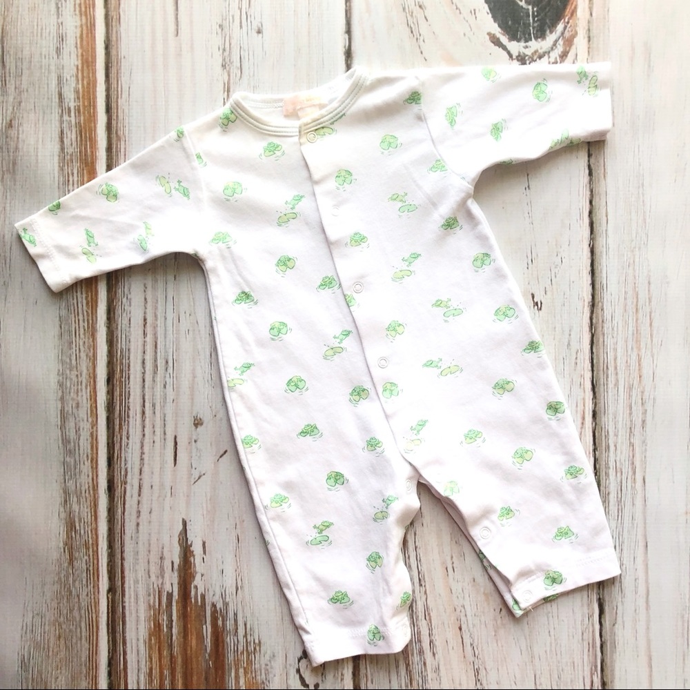 Kissy Kissy White green frog lily pad playsuit NB